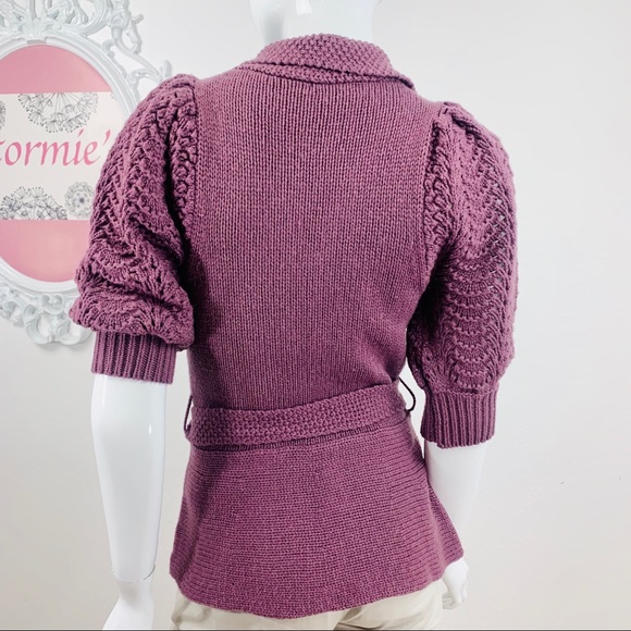BCBGMAXAZRIA/Light Purple Belted Crochet Cardigan - Picture 5 of 8
